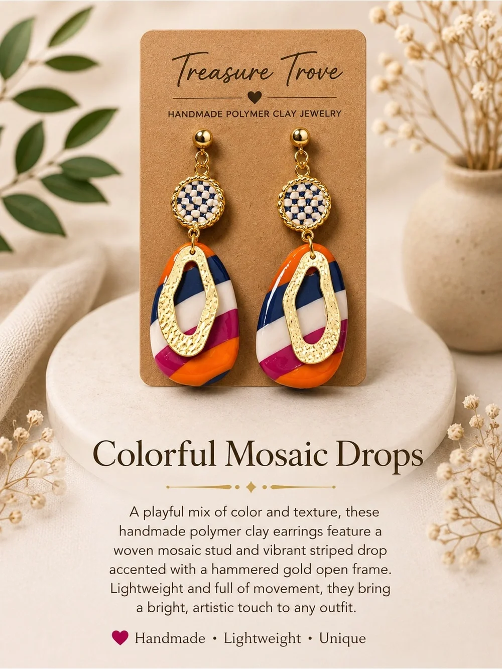 Treasure Trove Multicolor Striped Drop Earrings